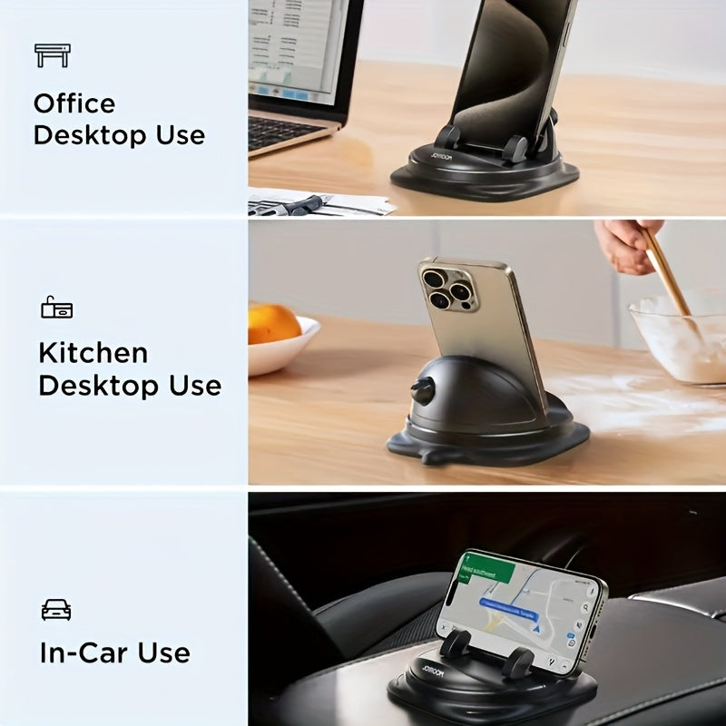 JOYROOM Dashboard Phone Mount Rotatable – Spring-Loaded Grip, Non-Slip ABS Car Holder for iPhone & All Smartphones