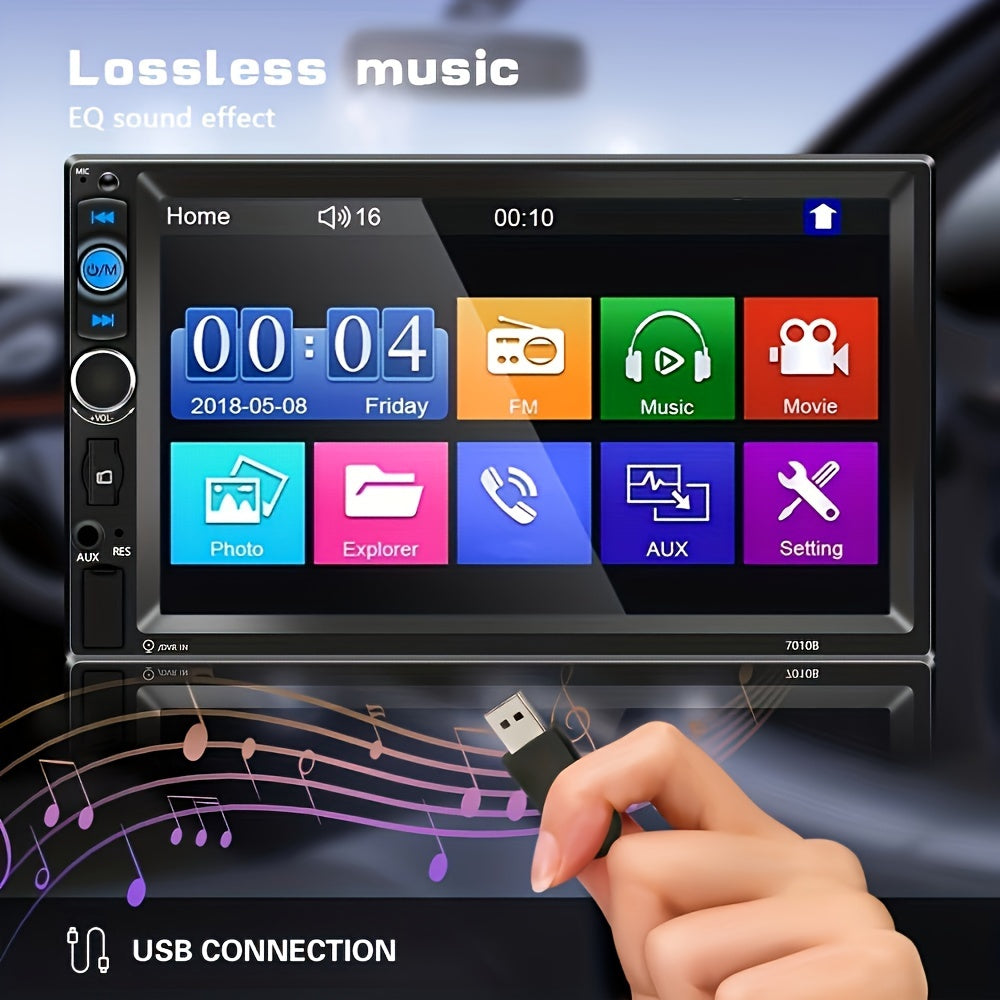 Double Din Car Stereo 7" LCD – MP5 Player with FM Radio, USB/SD/AUX, Mirror Link, Steering Wheel Control & Optional Backup Camera
