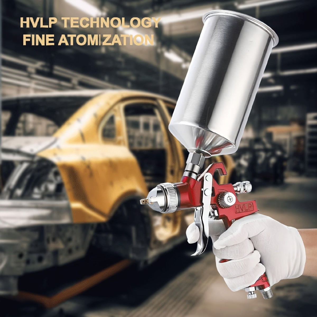 HVLP Gravity Feed Spray Gun Set – 1.4/1.7/2.0mm Nozzles, 1000cc Aluminum Cup for Automotive Painting, Base Coat, Clear Coat & Touch-Up