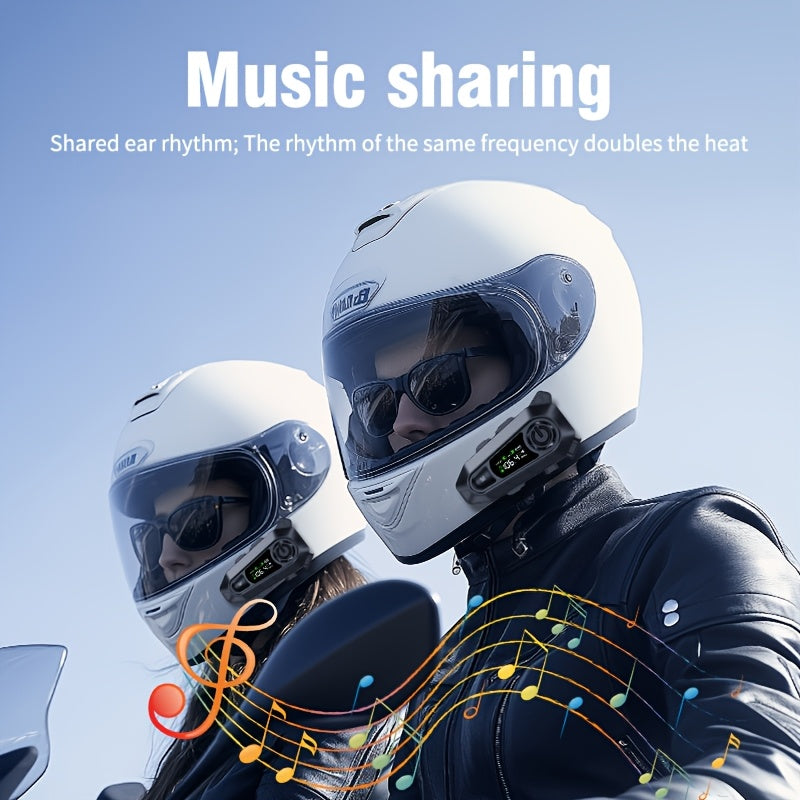 Motorcycle Helmet Bluetooth Intercom Headset – 500M Range, Group Chat, Music Sharing, FM Radio & Voice Control