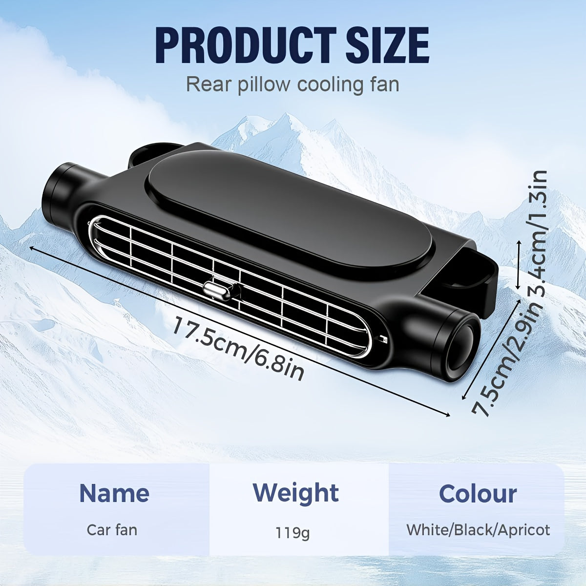 Car USB Bladeless Fan – 3-Speed Quiet Cooling Seat Fan | Plug-and-Play, Fits All Car Models, Black & White