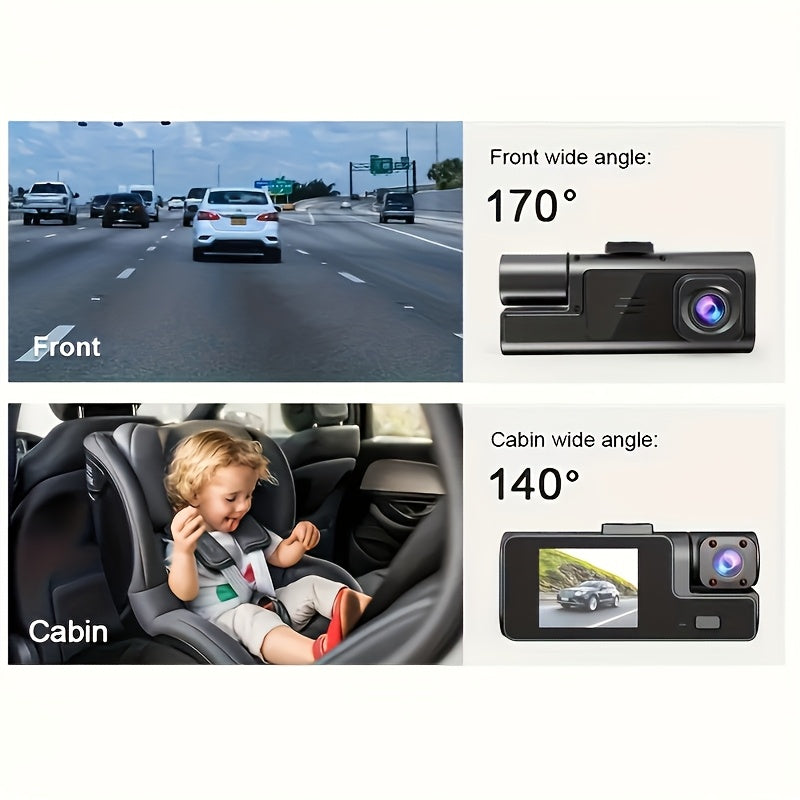 Dash Cam 1080P Dual & Triple Lens – IR Night Vision, 170° Wide Angle, G-Sensor, Loop Recording, 24H Parking Mode, 2" IPS Screen, WiFi Optional
