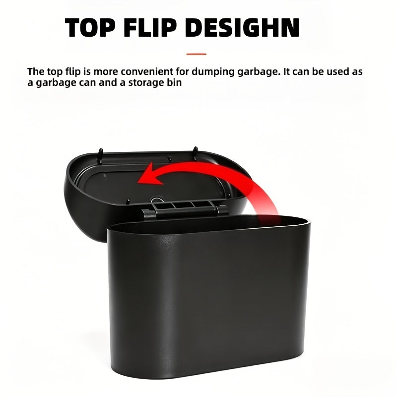 Car Trash Can Dual Compartment 2-Pack Hands-Free Lid Spill-Proof Compact Vehicle Waste Bin for Cars Trucks SUVs Vans Auto Interior Organizer