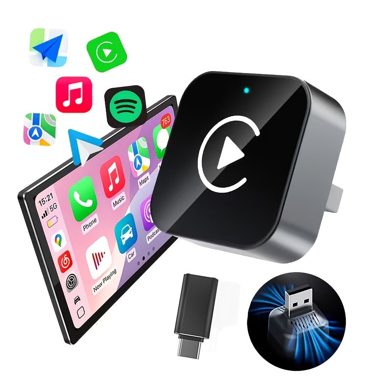 Wireless CarPlay Adapter 2-in-1 – Converts Wired CarPlay & Android Auto to Wireless, USB Dongle for iOS 10+ & Android 11+, No Battery Required