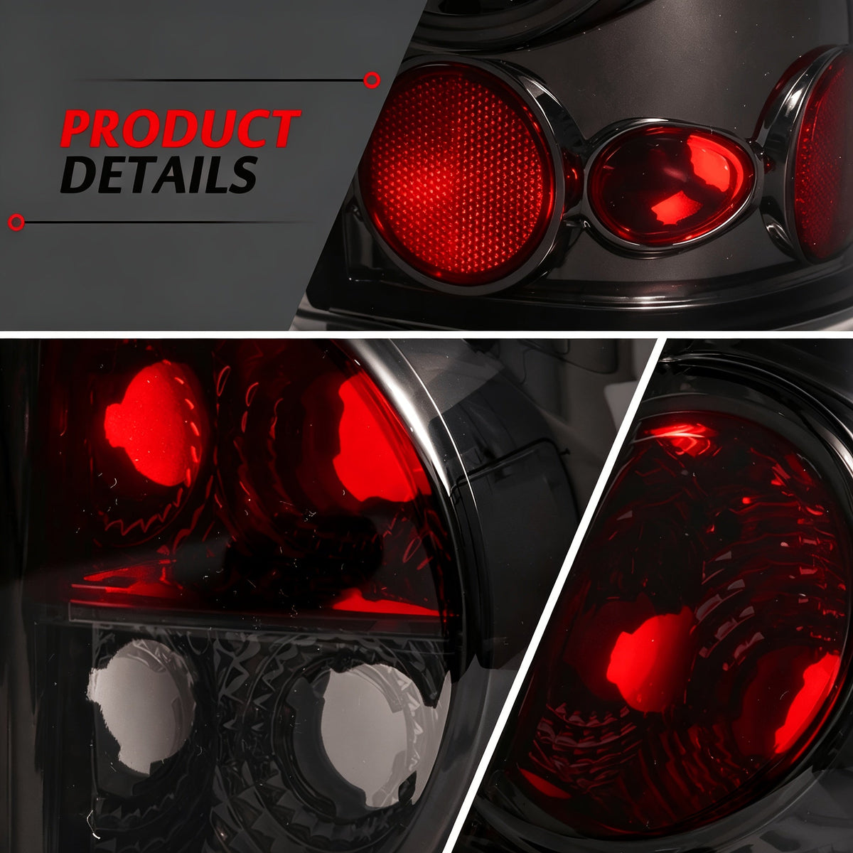 Tail Lights for Chevy Silverado 1500 2500 3500 & GMC Sierra 1999-2006 – Direct Replacement Taillights Assembly, Black Housing, Red or Smoked Lens (No Bulbs, Pair)