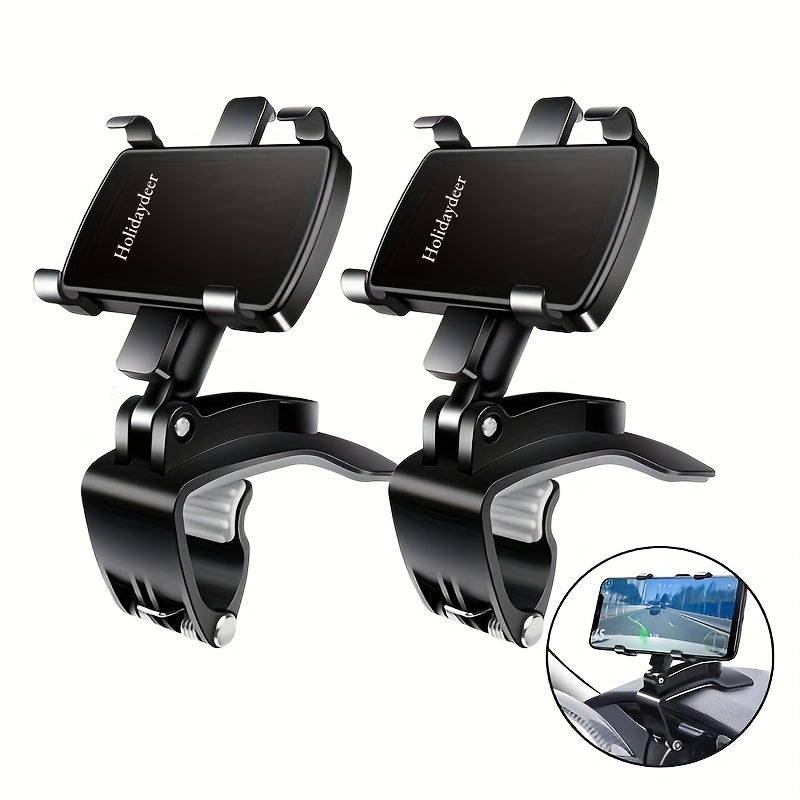 Dashboard Phone Holder 360° Rotating Car Mount | Universal Fit for All Smartphones, Stable Grip, Multifunctional Car & Desk Cradle – Black