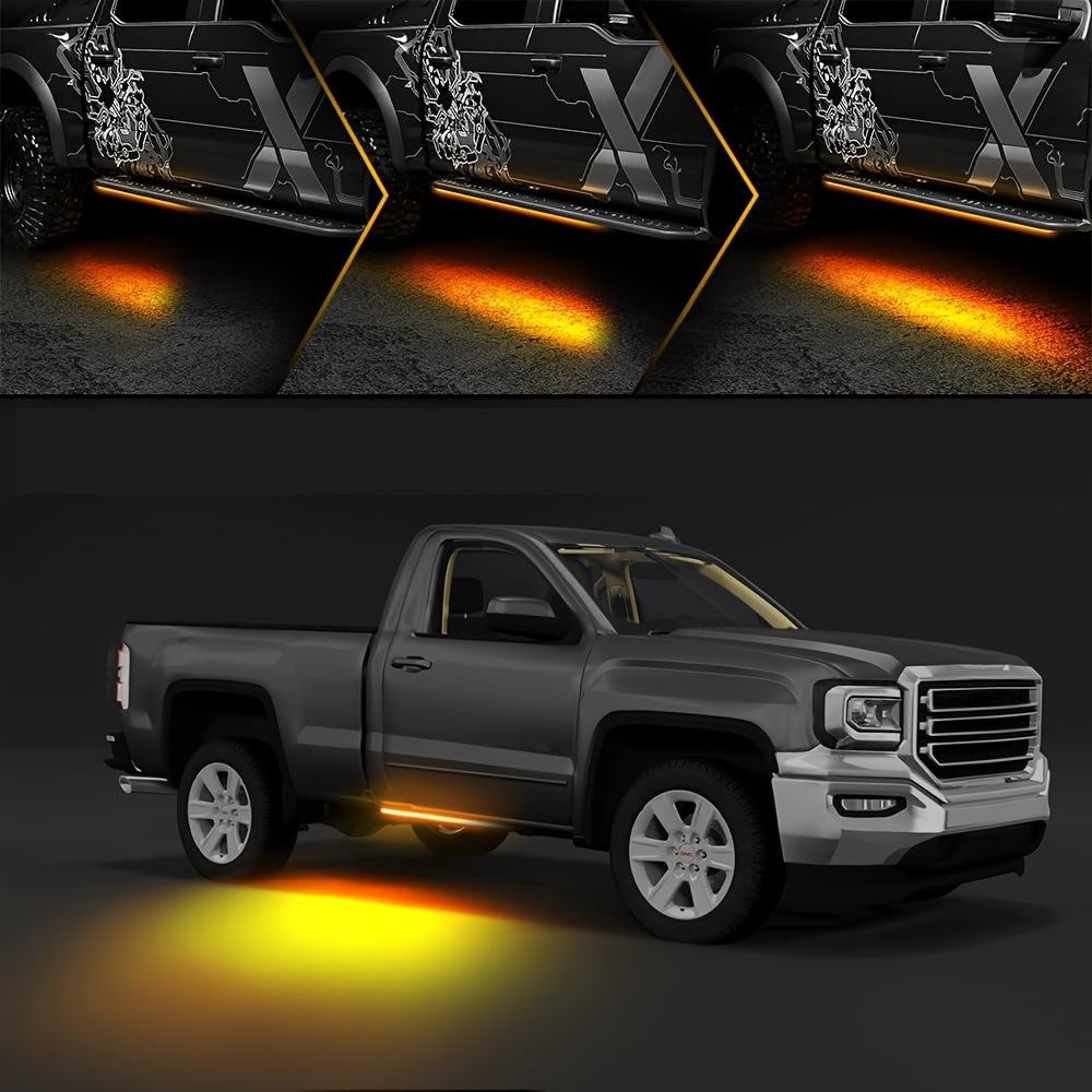 LED Truck Pedal Lights 70 Inch 2pcs Yellow White Neon Light Strips for Pickup Trucks SUVs Off-Road Step Bar Running Board Lighting
