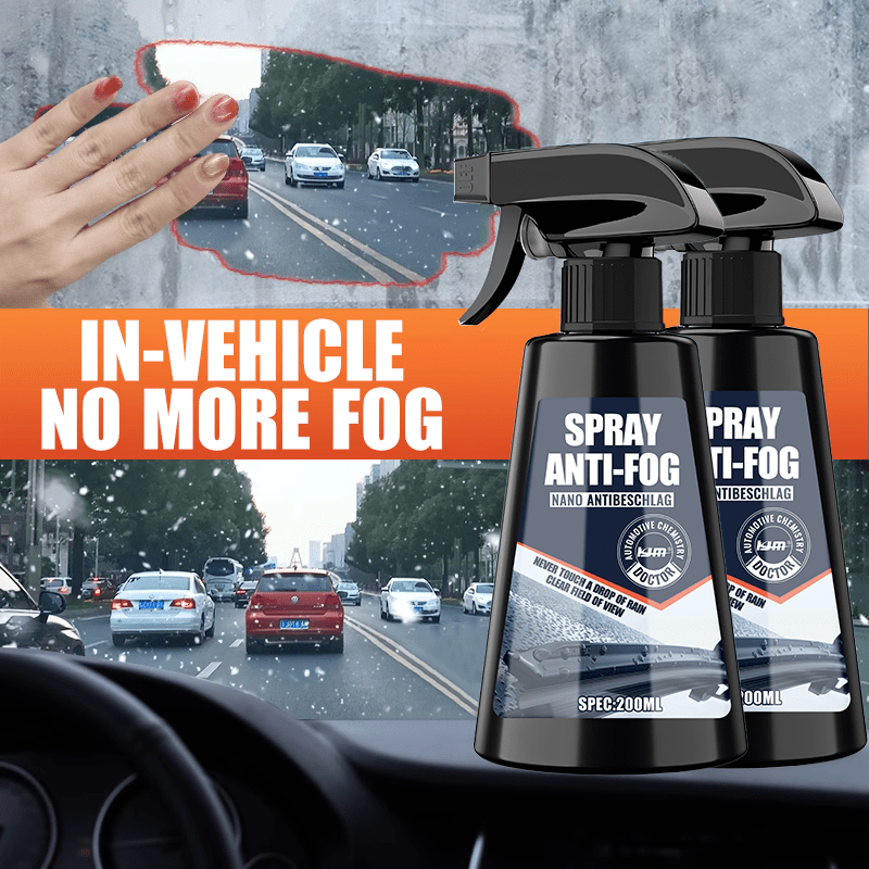 Anti-Fog Spray for Car Windshield & Helmet – Long-Lasting Defogging Agent for Glass, Mirrors & Visor, Improves Clarity | 6.76oz + Microfiber Towel