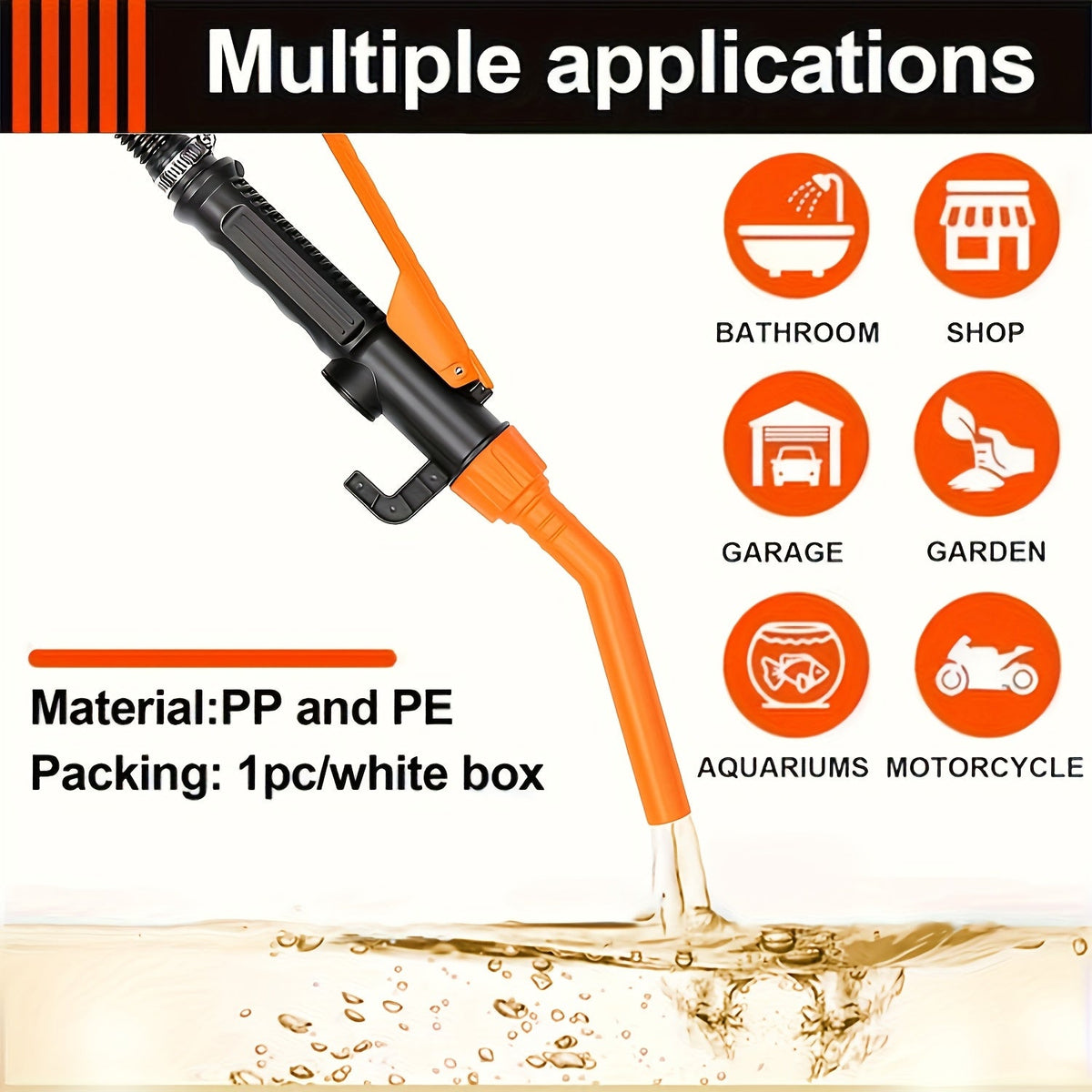 Electric Siphon Fuel Transfer Pump 2.6 GPM, Battery Operated Portable Gas Diesel Oil Extractor, 3V 7W 12000 RPM, 35.6" Hose, 1" Suction Tube — 2pcs