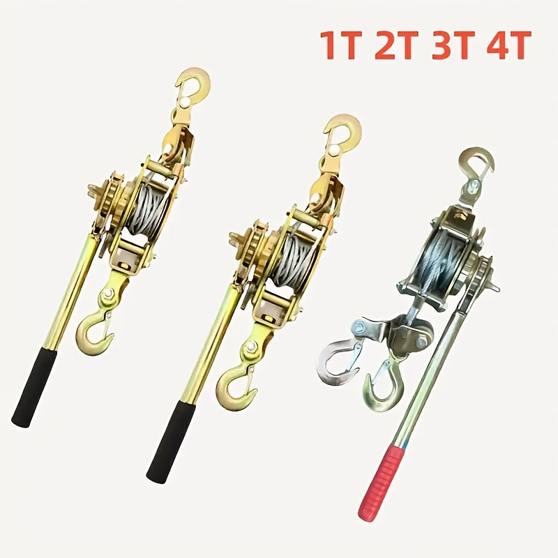 Manual Cable Puller Winch with Double Hook – 1 Ton & 2 Ton Heavy Duty Cargo Binding & Tightening Strap, Steel Wire Rope, Portable Trailer Winch