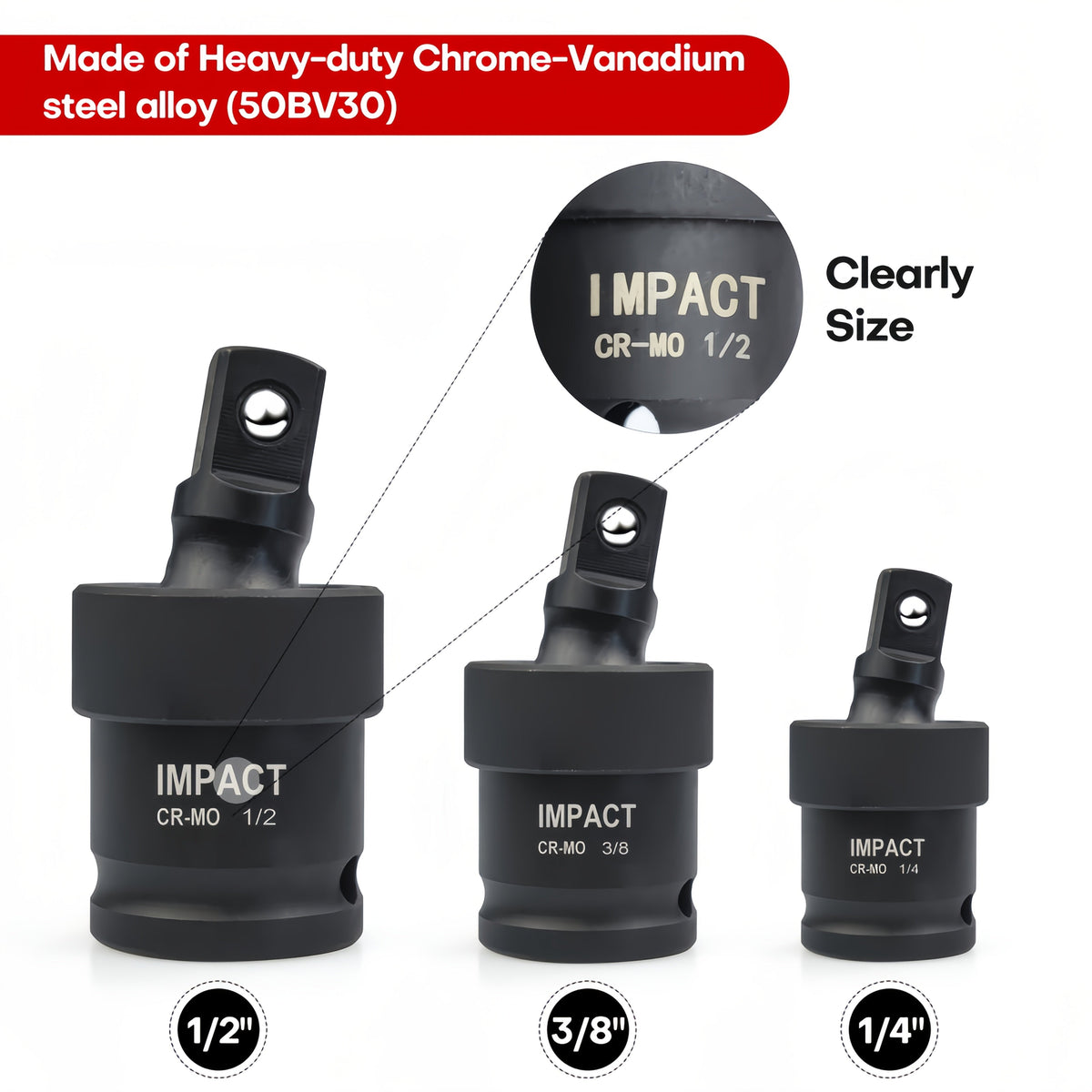18-Piece Socket Extension Bar Set – CR-V Steel, 1/4" 3/8" 1/2" Drive, Adapters & Impact Bit Connectors