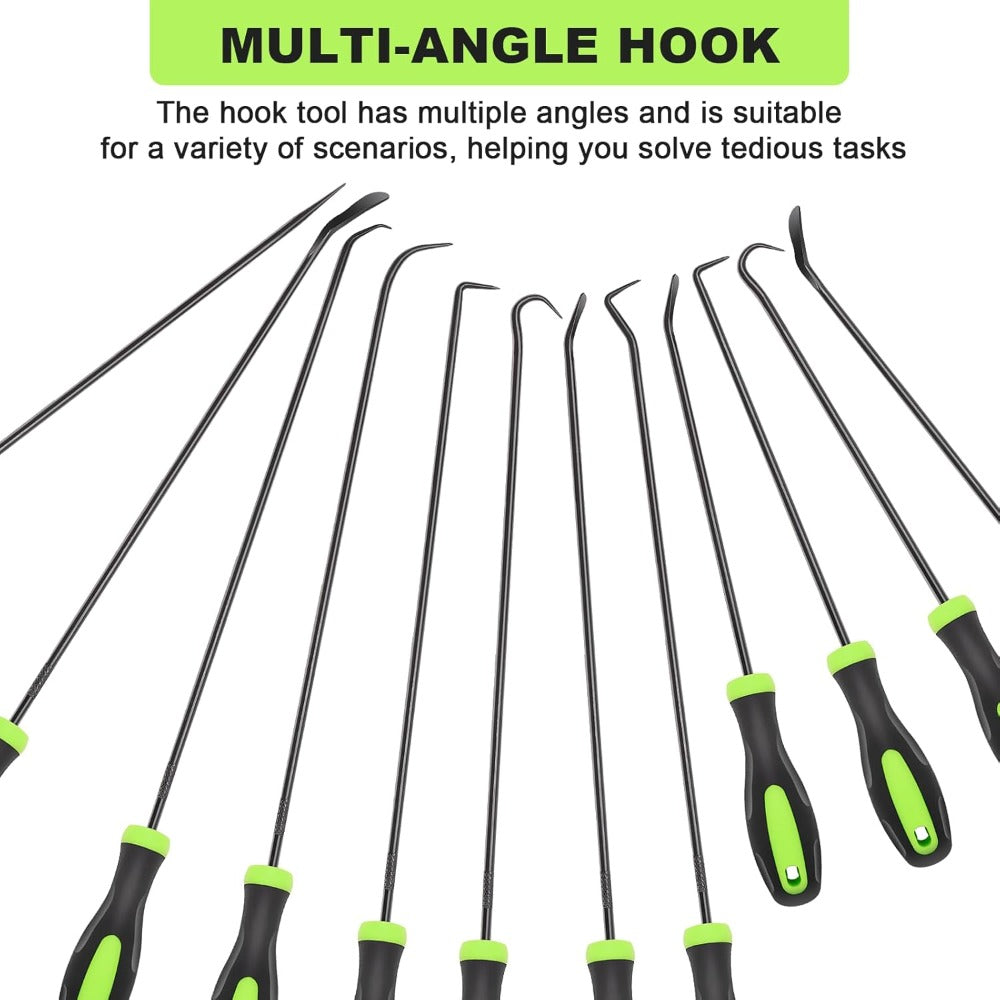 Hook and Pick Set 12-Piece Automotive O-Ring Seal Gasket Removal Tool Kit – Long & Mini Precision Pullers for Car Repair & Mechanic Use