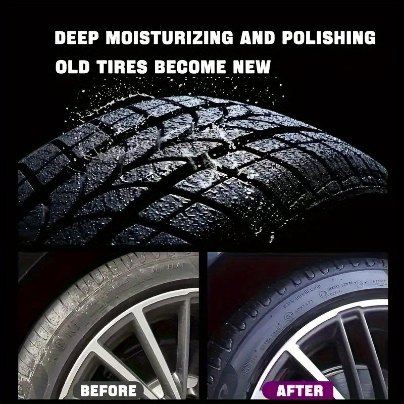 Tire Blackening Wax 30g + Sponge – Long-Lasting Shine, Scratch Concealment & Wheel Restoration for Car Bike Motorcycle | Deep Black Polish