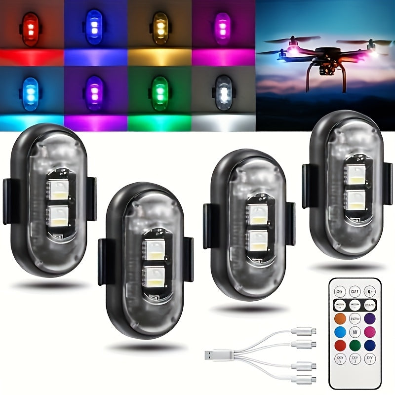 Wireless LED Strobe Warning Lights with Remote Control – 8 Colors, 10 Modes, USB-C Rechargeable, IP65 Waterproof for Cars, Trucks & Motorcycles