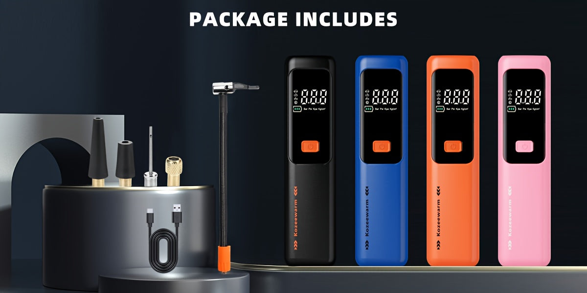 Cordless Portable Tire Inflator Air Compressor Digital Gauge USB Rechargeable 3X Fast Inflation for Car SUV Bike Motorcycle Sports Ball Black Pink Blue Orange