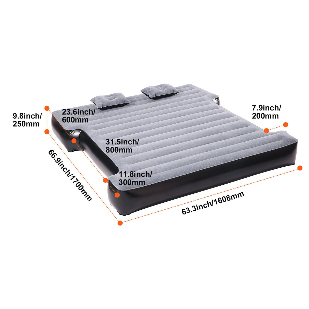 Truck Bed Air Mattress for 6–6.5 ft Trucks – Inflatable Camping Mattress 600LBS Capacity, Fits Silverado, RAM, F-Series, Sierra, Titan & Tundra, with Pump