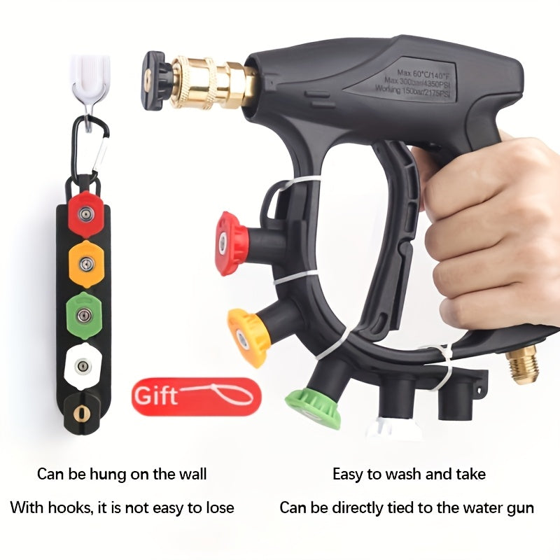 Pressure Washer Gun Kit with 5 Color-Coded Nozzles – M22-14 & 1/4" Quick Connect, Storage Base for Car Wash & Power Washer