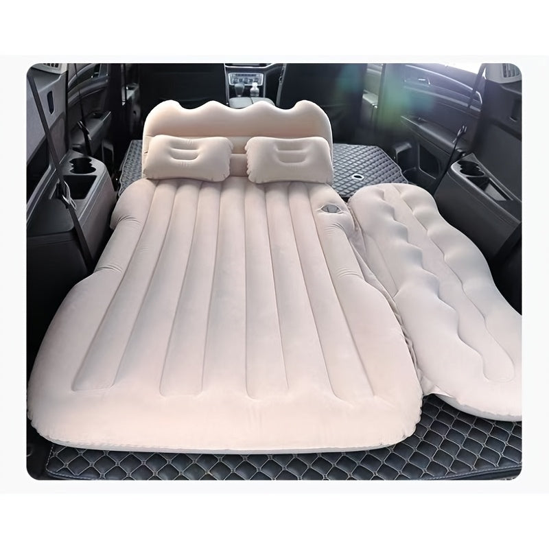 Car Inflatable Mattress SUV Back Seat Air Bed with Electric Pump 2 Pillows 2 Support Piers Storage Bag PVC Flocking Fits Truck RV 5 Colors
