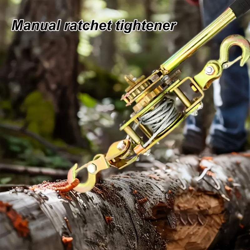 Manual Cable Puller Winch with Double Hook – 1 Ton & 2 Ton Heavy Duty Cargo Binding & Tightening Strap, Steel Wire Rope, Portable Trailer Winch