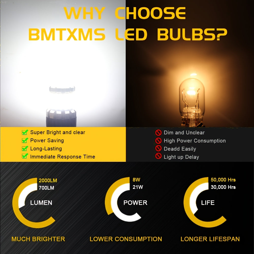 3157 LED Bulbs 2-Pack 4000LM 16W Super Bright for Brake Tail Stop Parking Reverse Turn Signal DRL Fits 3156 3057 4114 4157 P27/7W White Red Amber