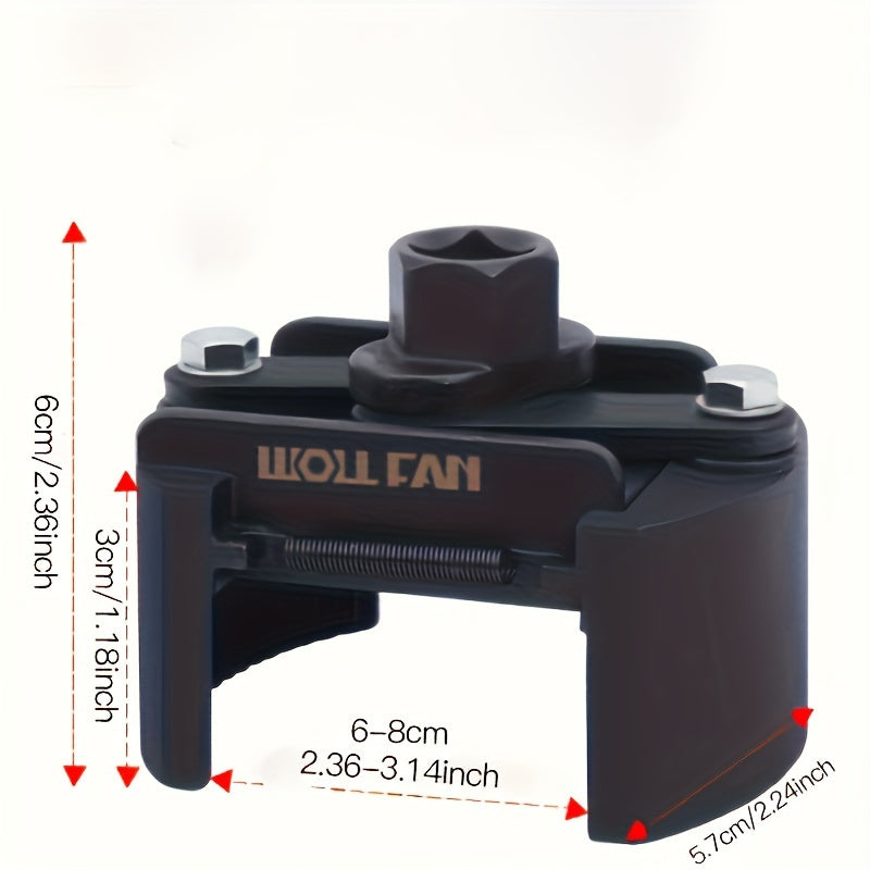 Adjustable Oil Filter Wrench Universal Two-Jaw Reversible U-Shape Hex Socket Drive Black Metal with Adjustment Knob for Engine Oil Change