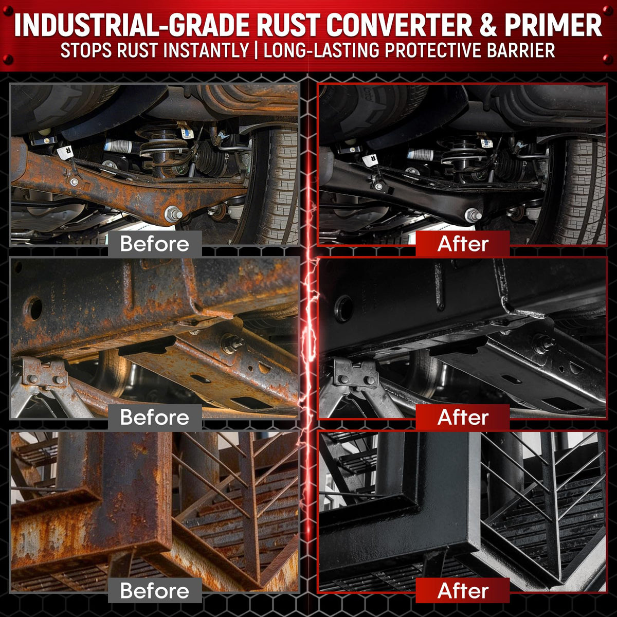2-in-1 Rust Converter & Metal Primer 35oz – Black Rust Reformer, Heat-Resistant Encapsulator for Truck Frame, Car Chassis, Trailer & Automotive Metal