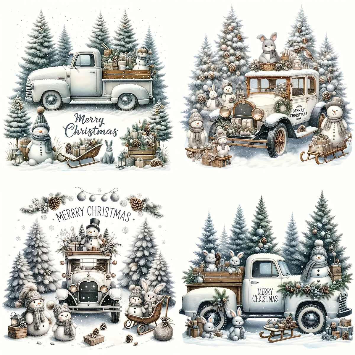Christmas Vinyl Stickers 2 Pack Merry Christmas Decals for Laptop Bottle Truck Phone Motorcycle Window Wall Cup – Holiday Sticker Set