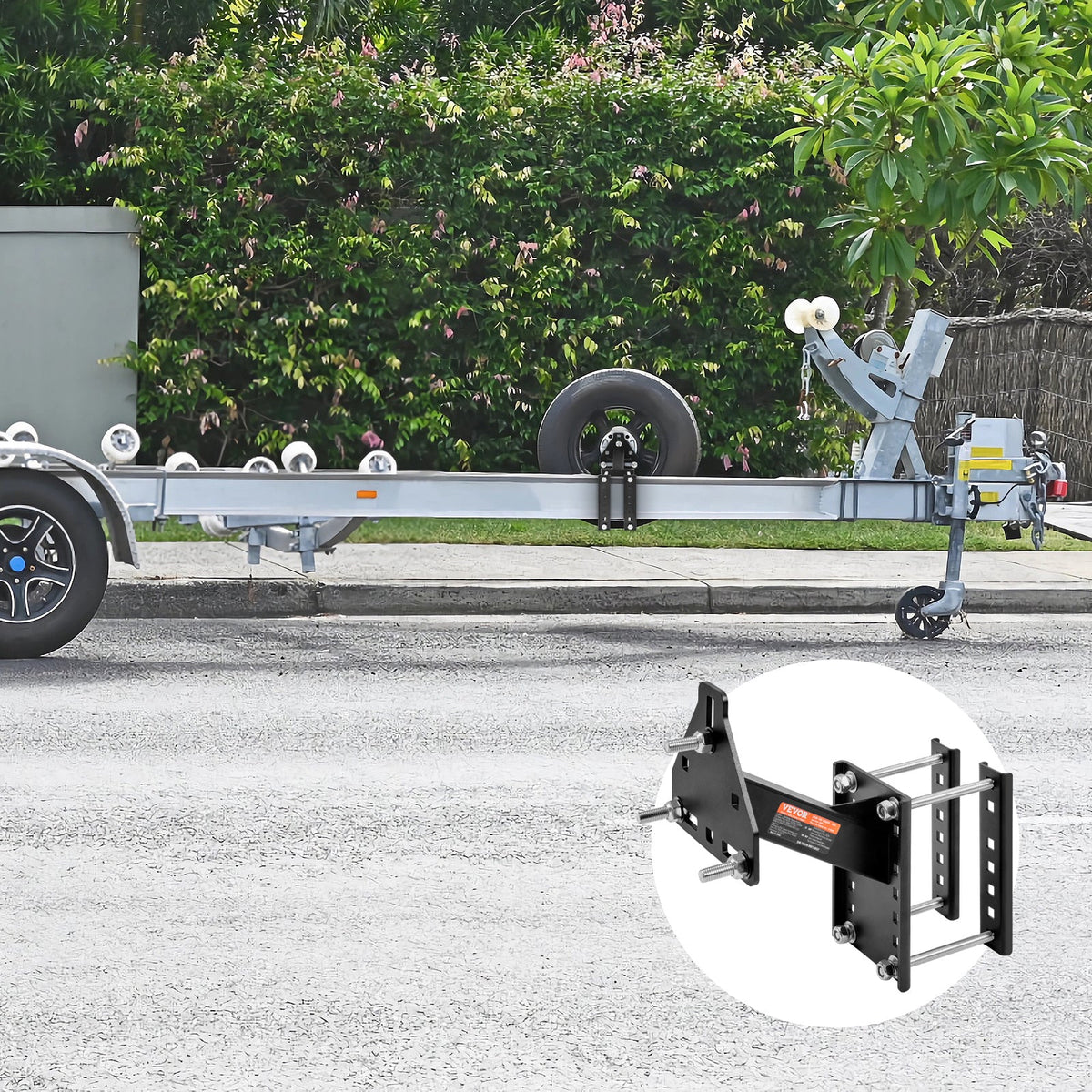 Trailer Spare Tire Carrier Mount, 160 lbs Capacity, Steel Spare Tire Holder for Utility & Marine Trailers, Fits 4/5/6/8-Lug Wheels, No-Drill Install, Galvanized Hardware Included