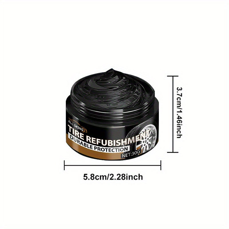 Tire Blackening Wax 30g + Sponge – Long-Lasting Shine, Scratch Concealment & Wheel Restoration for Car Bike Motorcycle | Deep Black Polish