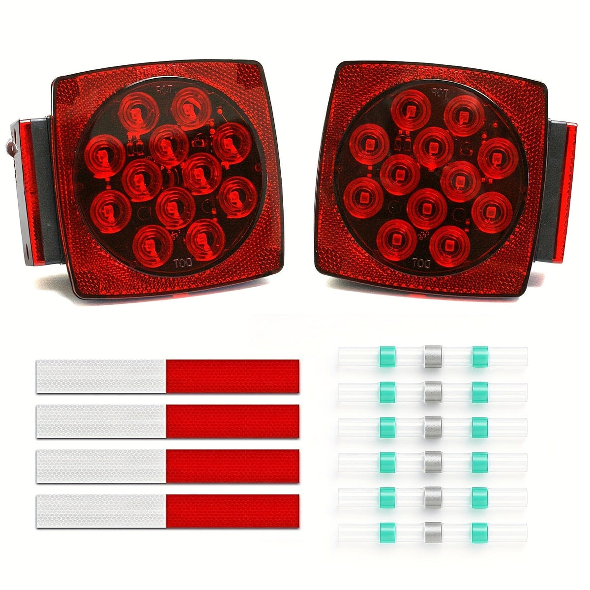 12V LED Trailer Tail Lights – Square Stop, Turn Signal, Brake & License Plate Light Kit for Trailers Under 80", Boat, RV, Camper & Utility Trailer