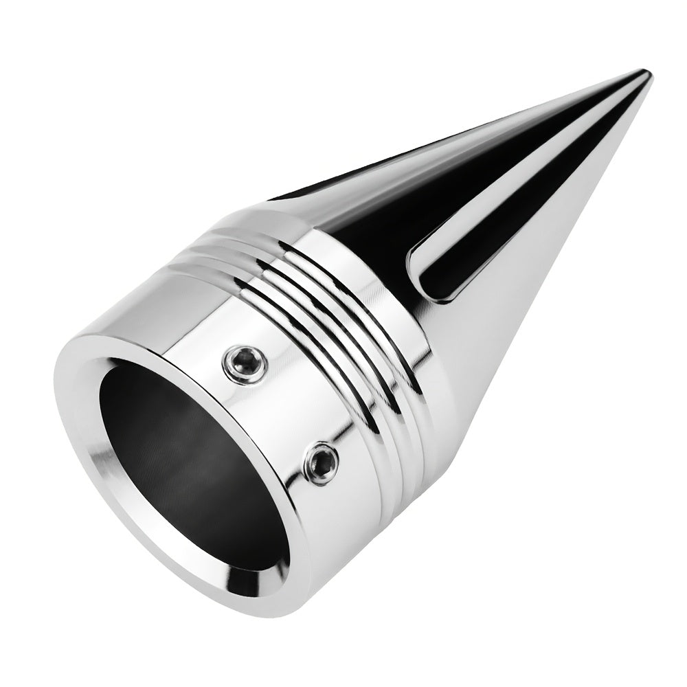 Harley Front Axle Nut Covers CNC Spike Caps 3.6" – Bolt-On Pair for Touring Street Glide Road King Electra Glide Tri Glide 2008+ | Black & Silver