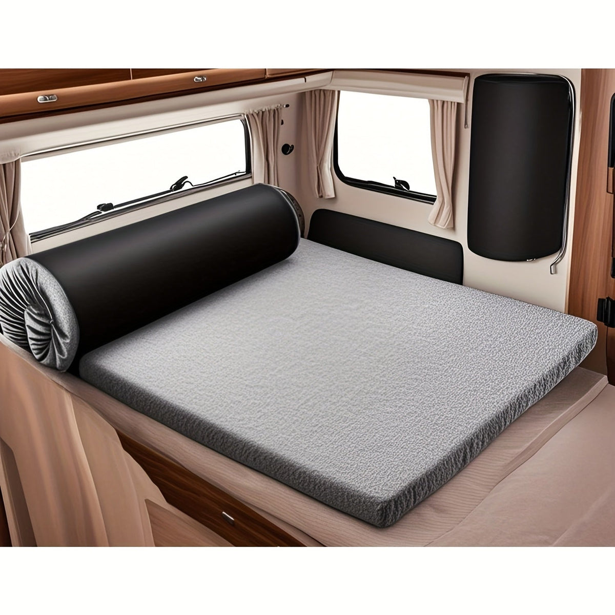 Memory Foam Camping Mattress Pad 72x24 Inch Roll Up Portable Sleeping Pad for Adults Car SUV Tent Cot Floor Guest Bed Sleepover Single Twin Grey