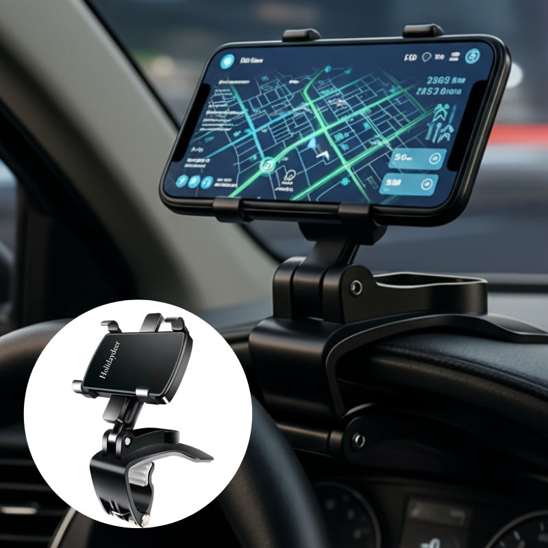 Dashboard Phone Holder 360° Rotating Car Mount | Universal Fit for All Smartphones, Stable Grip, Multifunctional Car & Desk Cradle – Black