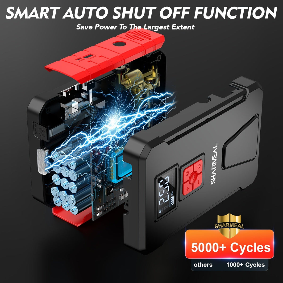 Portable Jump Starter with Air Compressor, 15000A-21000A Peak 350PSI 12V 17-in-1, Car Battery Charger with LED Light, for Cars Trucks SUVs