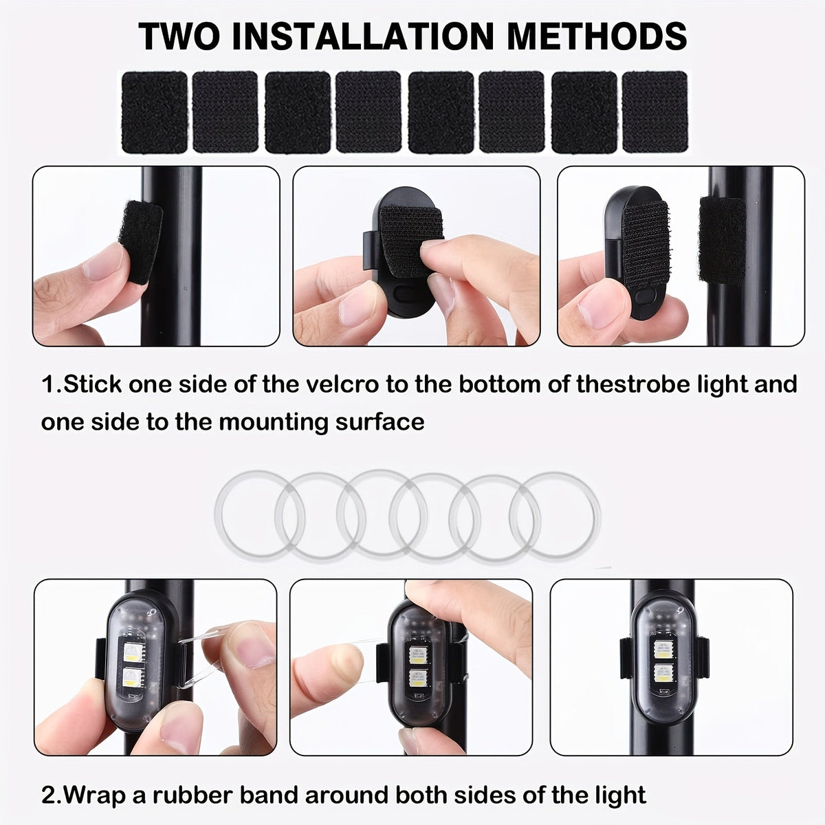 Wireless LED Strobe Warning Lights with Remote Control – 8 Colors, 10 Modes, USB-C Rechargeable, IP65 Waterproof for Cars, Trucks & Motorcycles