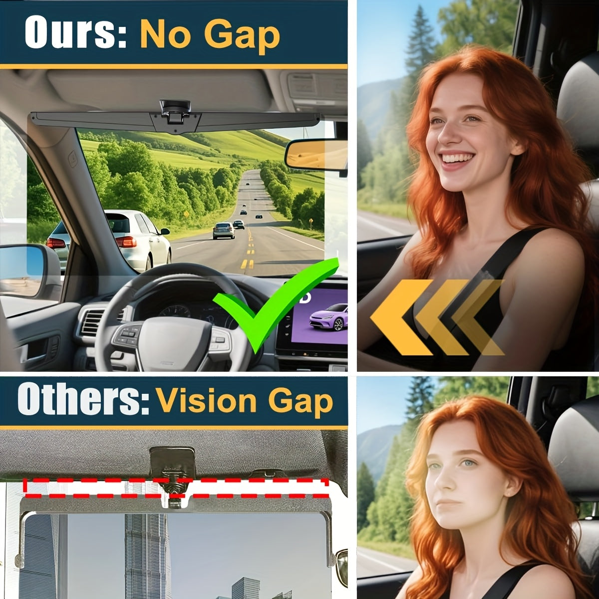 Car Sun Visor Extender 2 Pack - Anti-Glare UV400 Protection, Adjustable Safety Buckle Extension for Safe Comfortable Driving