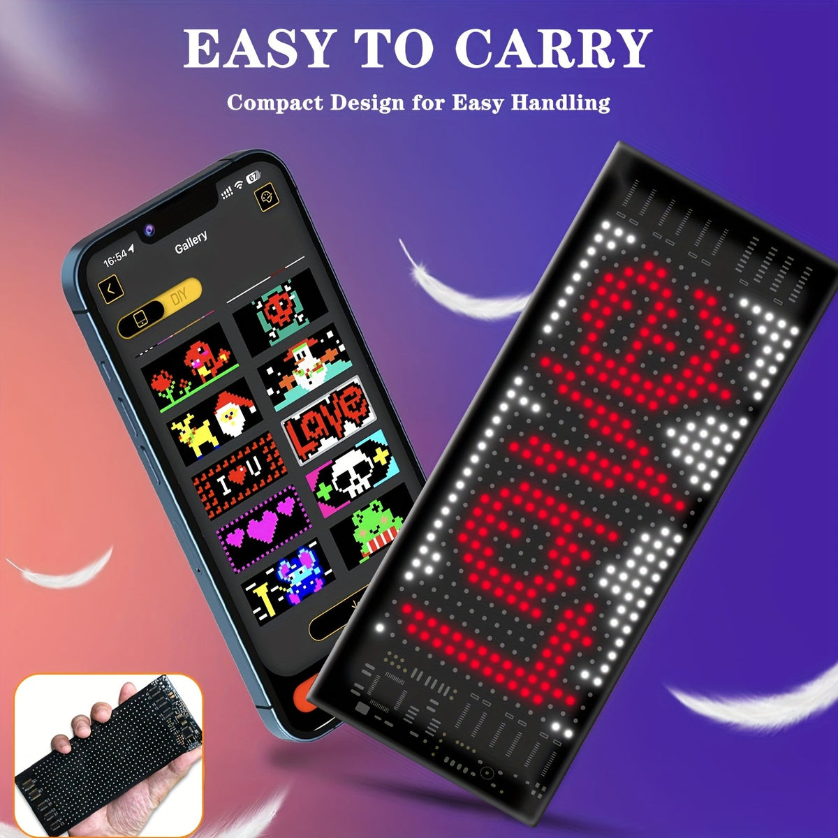 Programmable Scrolling LED Car Sign with App & Remote Control, USB Powered DIY Text Animation Graffiti Pattern, Rolling Display for Trucks SUVs Store Bar Hotel