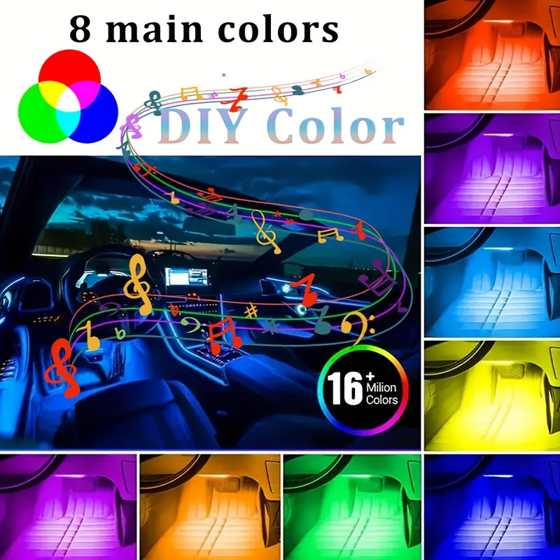 Car LED Ambient Light Strip – USB Powered Neon Footwell Interior Atmosphere Light, High Brightness, Easy Install, No Battery Required