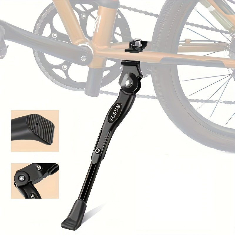 Bike Kickstand Adjustable Aluminum Alloy – Strong Side Stand for 24-29 Inch Bicycles, Mountain Bike & Road Bike