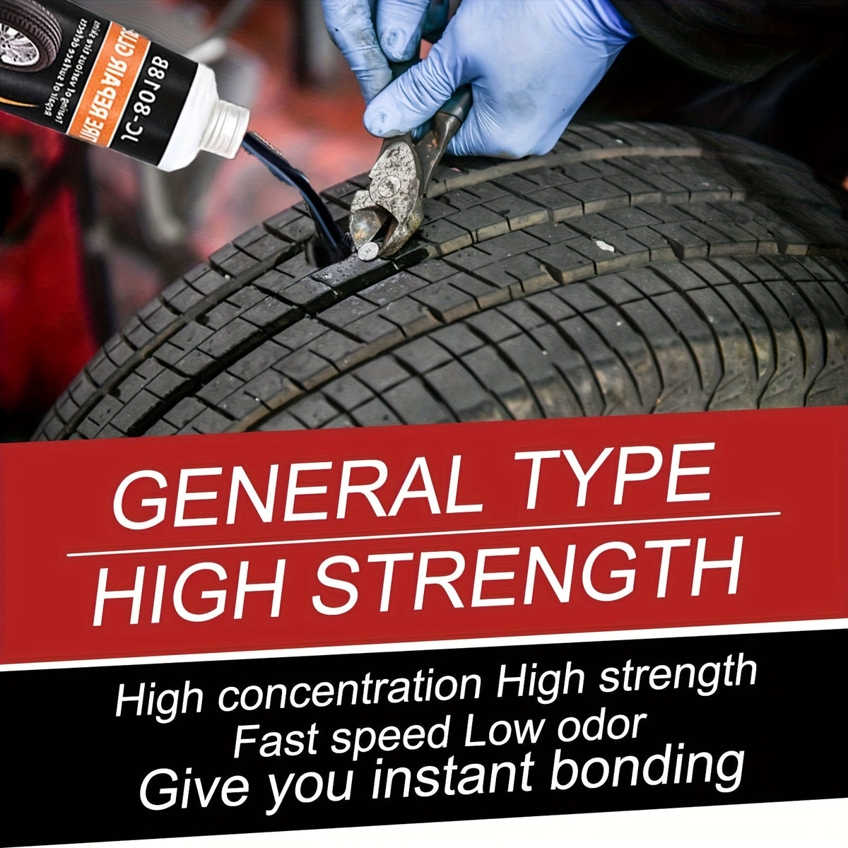 Tire Repair Adhesive Gel – Sidewall Rubber Glue Kit with Scraper & Tip | Car, Motorcycle, Bike, Truck & Tractor | 30ml / 50ml