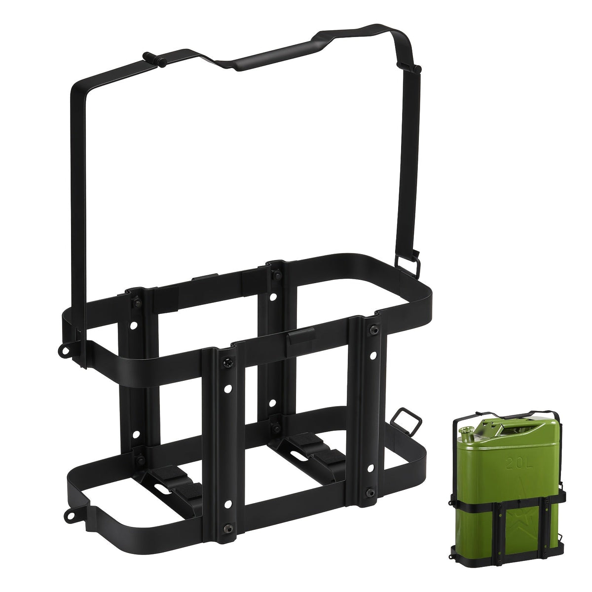Jerry Can Holder Mount Lockable 20L NATO Steel - 5 Gal Mounting Bracket for Truck RV Motorcycle Overlanding, Cold-Rolled Steel, Rack Only