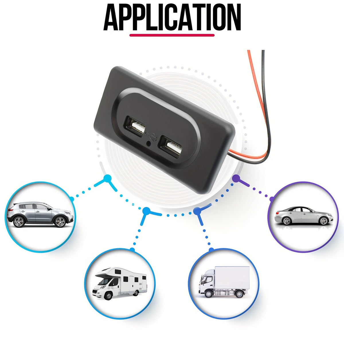 Dual USB Fast Charging Socket Panel 12V/24V – 5V 3.1A Power Outlet for Motorcycle, Car & RV | Flush Mount USB Charger | Black, Chrome, Beige