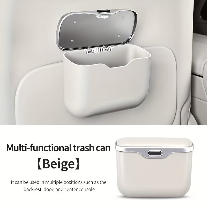Car Trash Can with Lid ABS Microfiber – Collapsible Dry & Wet Garbage Bin | Trash Bags Included No-Punch Install Universal Fit Black