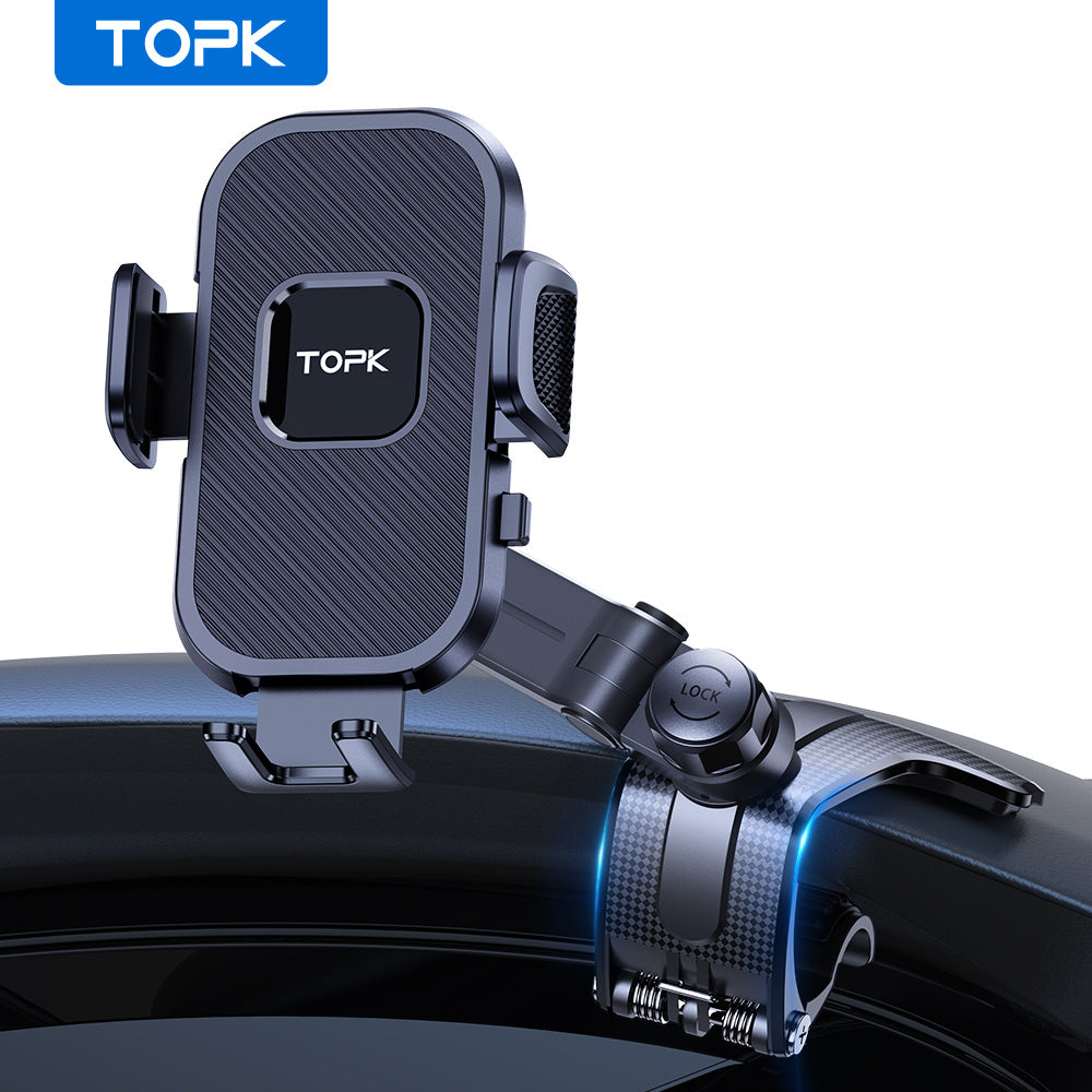 Car Phone Holder Mount, 360° Adjustable Dashboard Cell Phone Mount with Anti-Slip Silicone Clip, Multi-Angle Stable Automotive Smartphone Cradle for All Phones