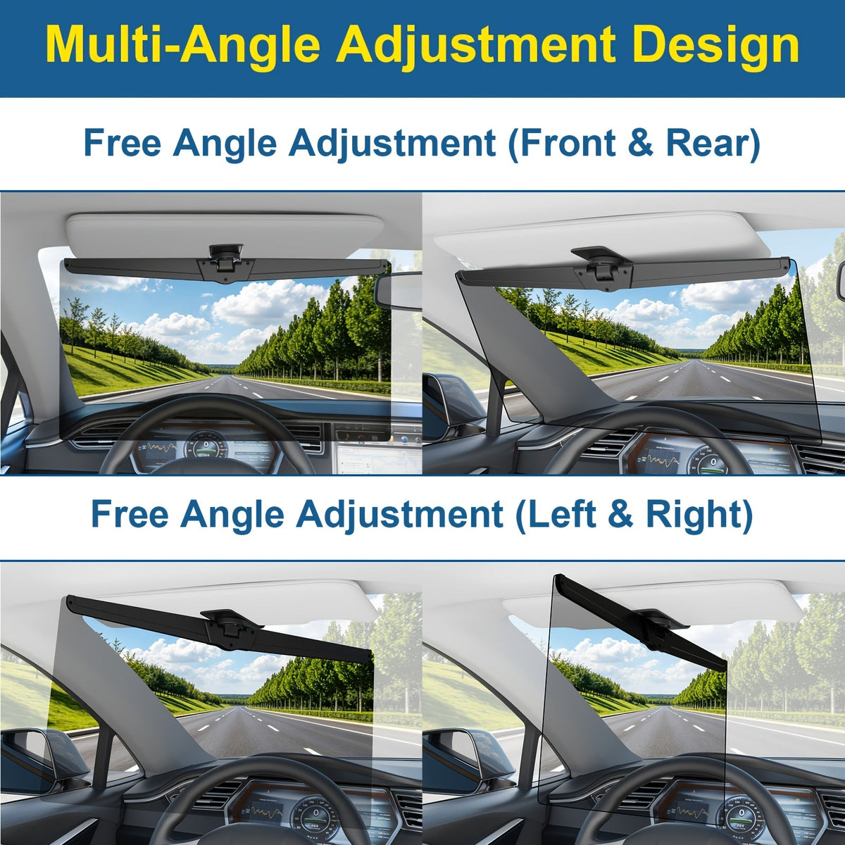 Sun Visor Extender Polarized UV400 Anti-Glare Clip-On – Adjustable Driving Glare Shield | Universal Fit Car SUV Truck Eye Protection