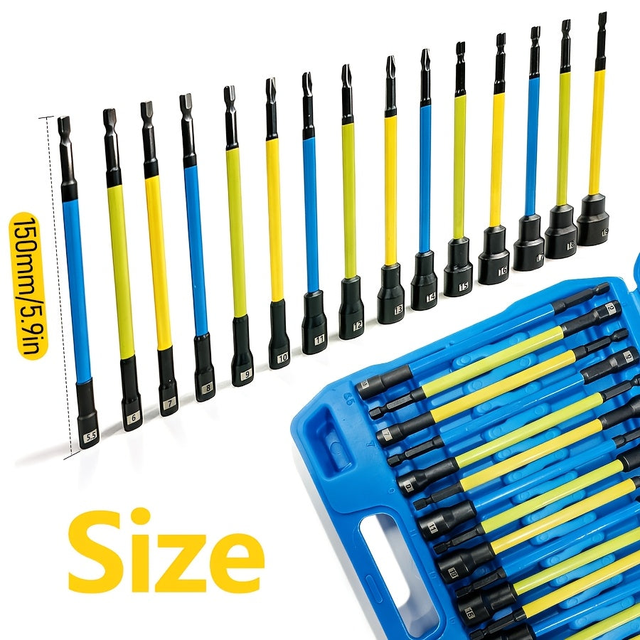 Magnetic Socket & Screwdriver Set 10-54pcs, 1/4" Hex Shank Impact Driver Bits, Chrome Vanadium Steel, SAE & Metric Nut Driver Drill Bit Kit — Canvas Bag or Red Box