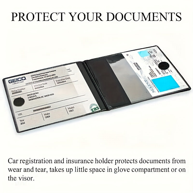 Car Document Holder – Multi-Slot Insurance Card, Registration & Driver License Organizer for Car Truck Motorcycle Trailer | Black Gold Design, 1pc & 2-Pack