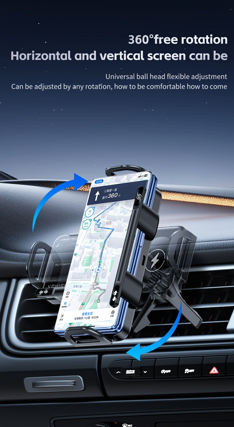 Wireless Charging Car Mount 15W – Air Vent Phone Holder | 90° Rotation, One-Button Release | Fits Folding Screen, iPhone, Samsung & All Smartphones