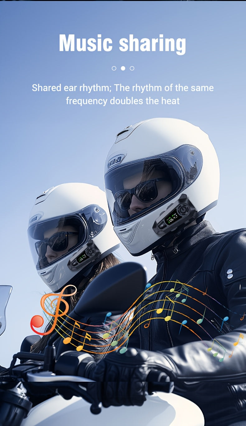Motorcycle Helmet Bluetooth Intercom Headset – 500M Range, Group Chat, Music Sharing, FM Radio & Voice Control