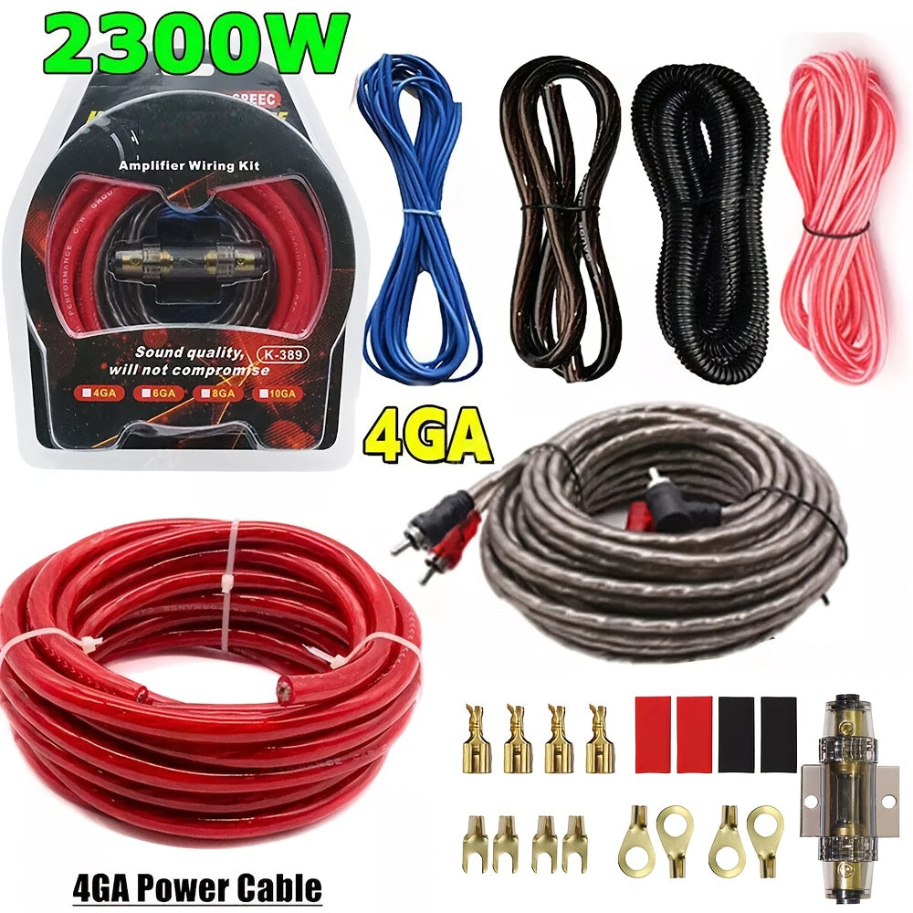 4 Gauge Amplifier Install Kit 2300W – CCA Power & Ground Wire, RCA, Speaker Wire, Remote Wire, AGU Fuse Holder & Accessories